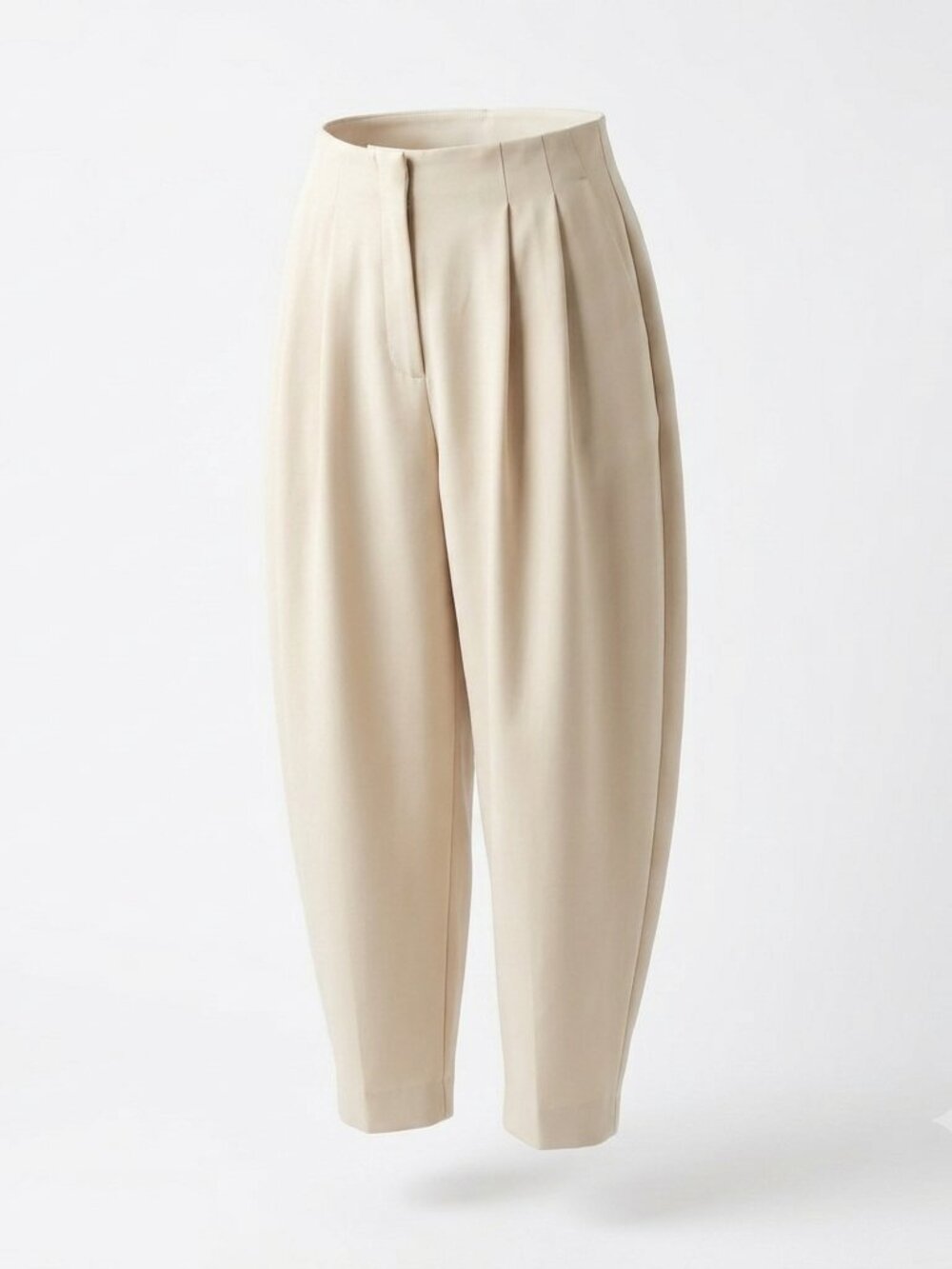 A New Day Cream Beige Pleated High Rise Ankle Trousers Stretch Pants Size 17